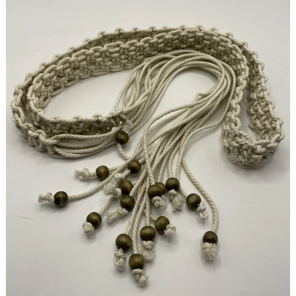 Lot Of 3 Handmade Macrame Beaded Bohemian Style Rope Belts Women's Size Medium